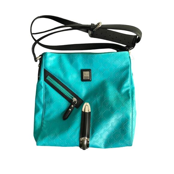 Piero Guidi Every Boy Crossbody Bag Womens Aqua Blue Black 21" Drop - Picture 7 of 9